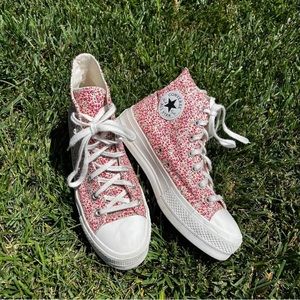 Pink floral platform converse